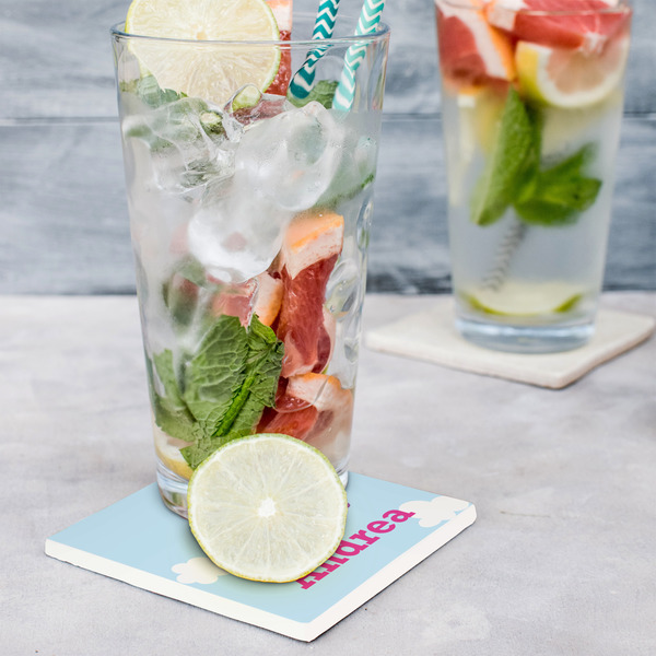 Airplane & Girl Pilot Set of 4 Stone Coasters - In Context View