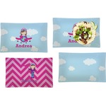 Airplane & Girl Pilot Set of 4 Glass Rectangular Lunch / Dinner Plate (Personalized)