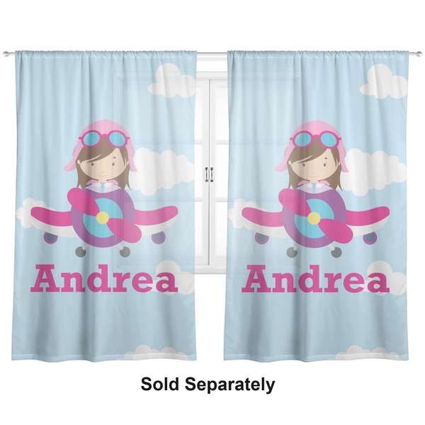 Airplane & Girl Pilot Sheer Curtains