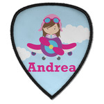 Airplane & Girl Pilot Iron on Shield Patch A w/ Name or Text
