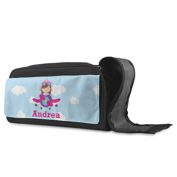 Airplane & Girl Pilot Shoe Bags - ANGLE (Open)