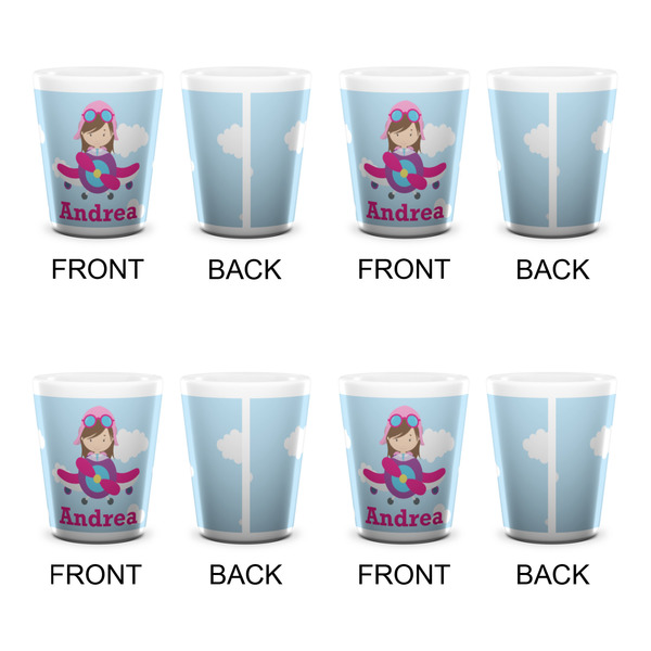 Airplane & Girl Pilot Shot Glass - White - Set of 4 - APPROVAL
