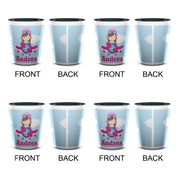 Airplane & Girl Pilot Shot Glassess - Two Tone - Set of 4 - APPROVAL