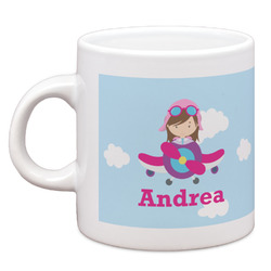 Airplane & Girl Pilot Espresso Cup (Personalized)
