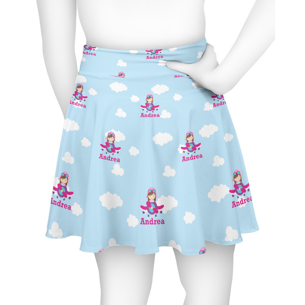 Airplane & Girl Pilot Skater Skirt - Back