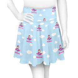 Airplane & Girl Pilot Skater Skirt - X Large (Personalized)