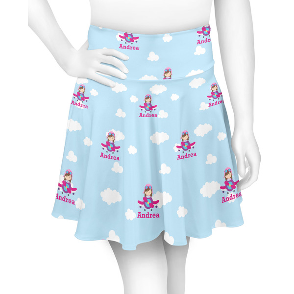Custom Airplane & Girl Pilot Skater Skirt - Large (Personalized)