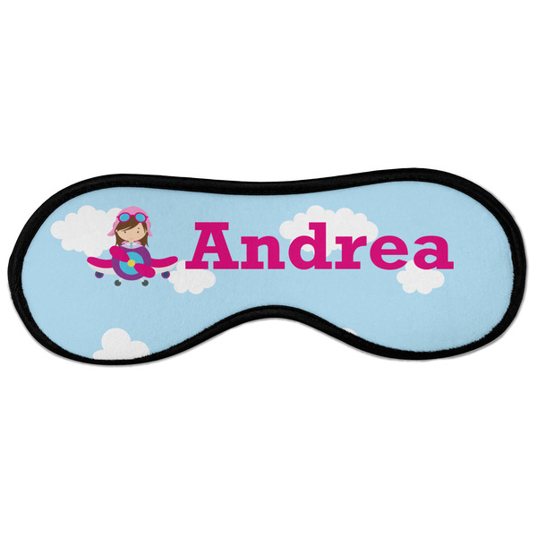 Airplane & Girl Pilot Sleeping Eye Mask - Front Large