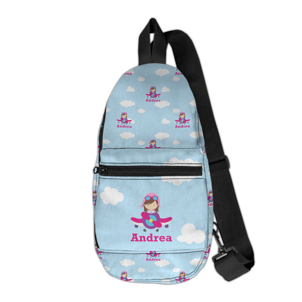 Custom Airplane & Girl Pilot Sling Bag (Personalized)