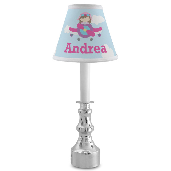 Airplane & Girl Pilot Small Chandelier Lamp - LIFESTYLE (on candle stick)