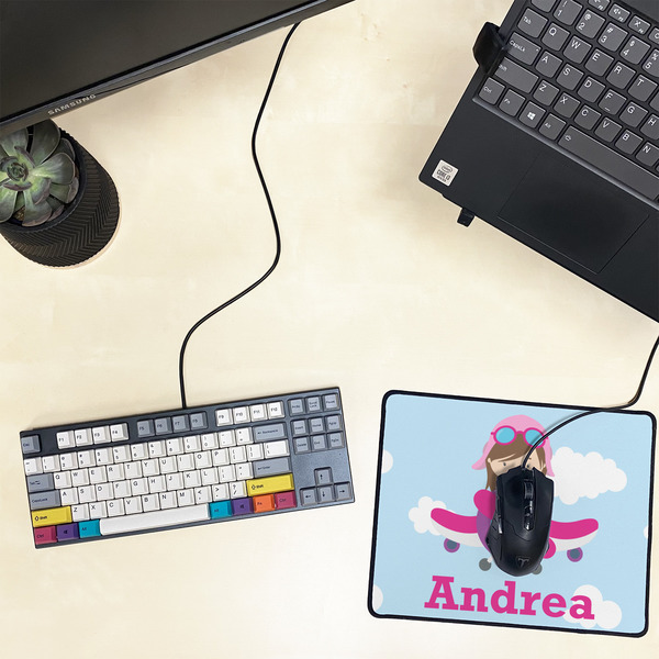 Airplane & Girl Pilot Small Gaming Mats - LIFESTYLE
