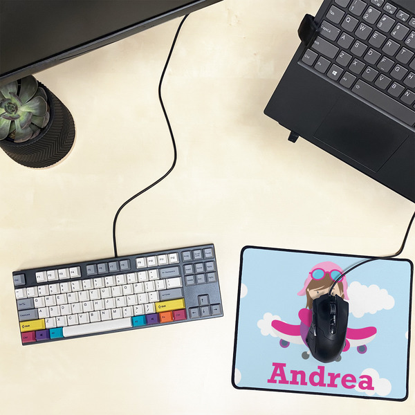 Airplane & Girl Pilot Small Gaming Mats - LIFESTYLE