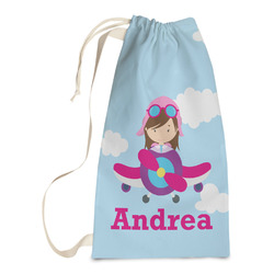 Airplane & Girl Pilot Laundry Bags - Small (Personalized)