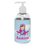 Airplane & Girl Pilot Plastic Soap / Lotion Dispenser (8 oz - Small - White) (Personalized)