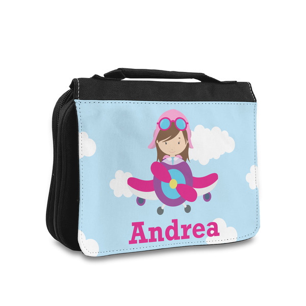 Custom Airplane & Girl Pilot Toiletry Bag - Small (Personalized)