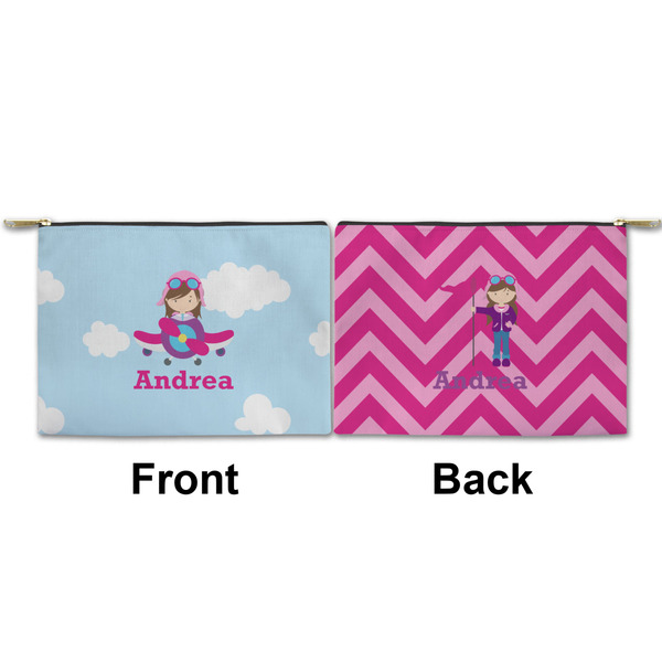Airplane & Girl Pilot Small Zipper Pouch Approval (Front and Back)