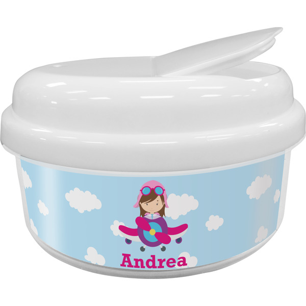 Custom Airplane & Girl Pilot Snack Container (Personalized)
