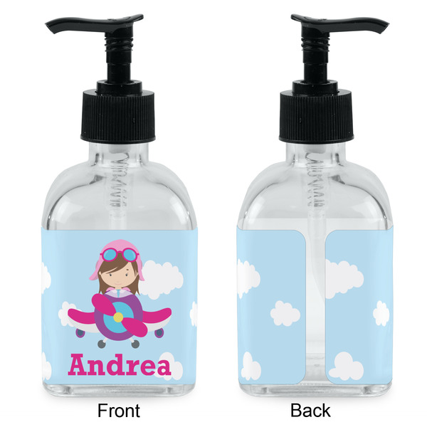 Airplane & Girl Pilot Glass Soap/Lotion Dispenser - Approval