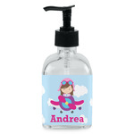 Airplane & Girl Pilot Glass Soap & Lotion Bottle - Single Bottle (Personalized)
