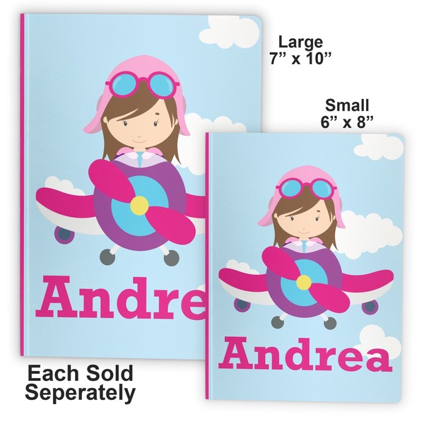 Airplane & Girl Pilot Soft Cover Journal - Compare