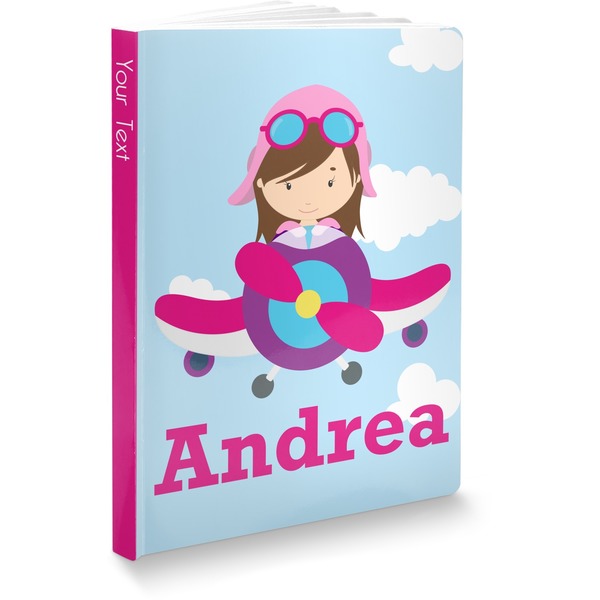 Custom Airplane & Girl Pilot Softbound Notebook (Personalized)