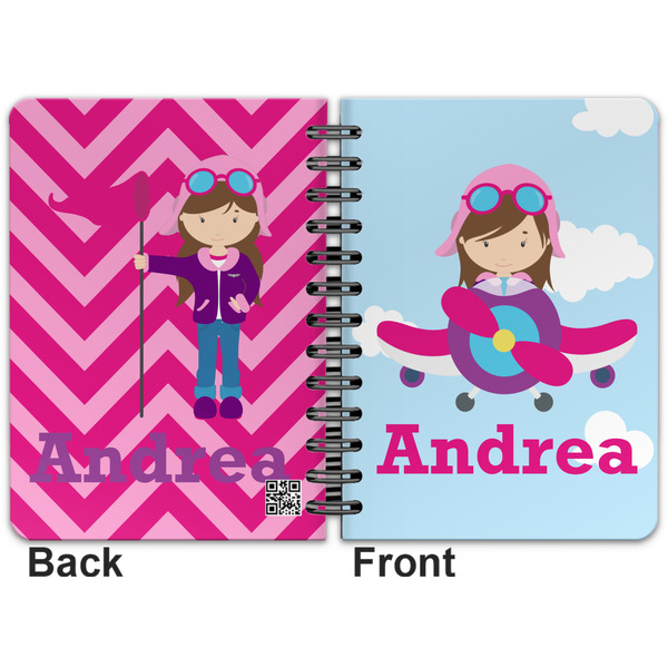 Airplane & Girl Pilot Spiral Journal 5 x 7 - Apvl