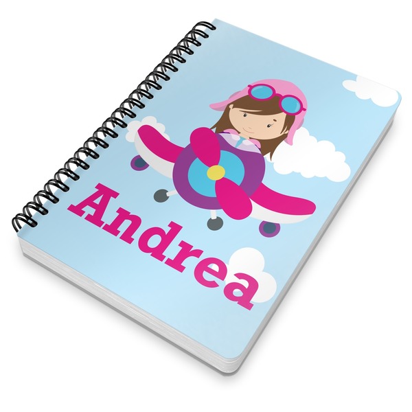 Airplane & Girl Pilot Spiral Journal 7 x 10 - Main