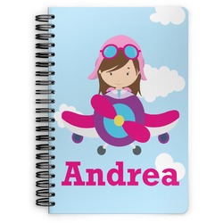 Airplane & Girl Pilot Spiral Notebook (Personalized)