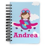 Airplane & Girl Pilot Spiral Notebook - 5x7 w/ Name or Text