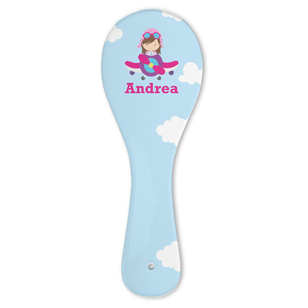 Custom Airplane & Girl Pilot Ceramic Spoon Rest (Personalized)