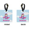 Airplane & Girl Pilot Square Luggage Tag (Front + Back)