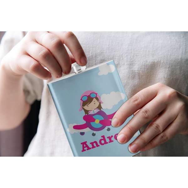Airplane & Girl Pilot Stainless Steel Flask - LIFESTYLE 1
