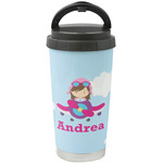 Airplane & Girl Pilot Stainless Steel Coffee Tumbler (Personalized)