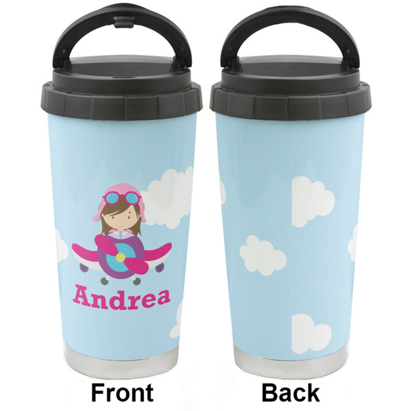 Airplane & Girl Pilot Stainless Steel Travel Cup - Apvl