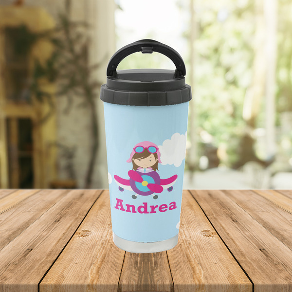 Airplane & Girl Pilot Stainless Steel Travel Cup Lifestyle