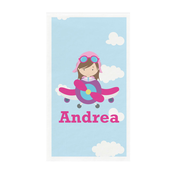 Custom Airplane & Girl Pilot Guest Paper Towels - Full Color - Standard (Personalized)