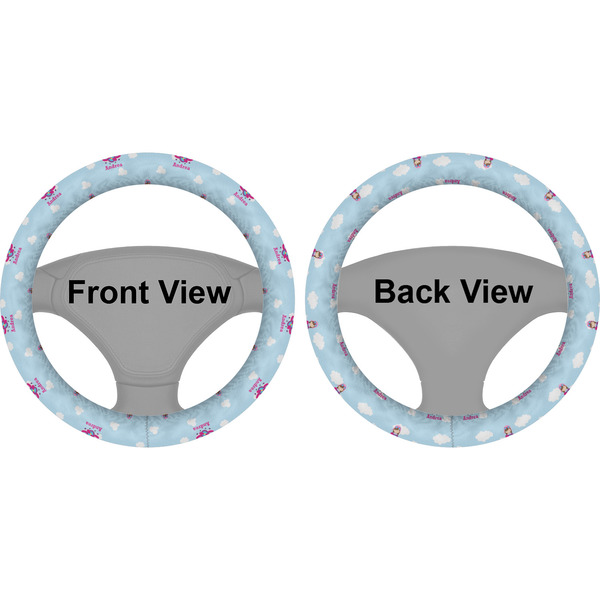 Airplane & Girl Pilot Steering Wheel Cover- Front and Back