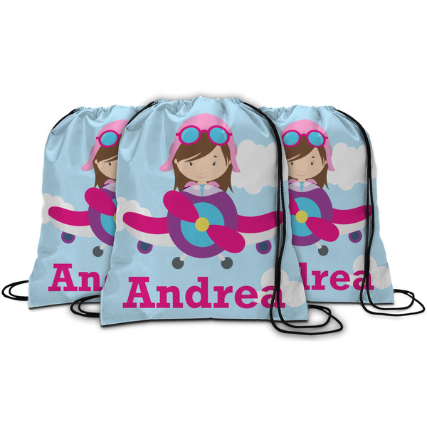 Airplane & Girl Pilot String Backpack - MAIN