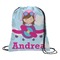Airplane & Girl Pilot Drawstring Backpack (Personalized)