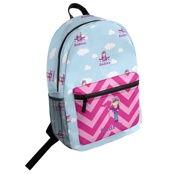 Custom Airplane & Girl Pilot Student Backpack (Personalized)