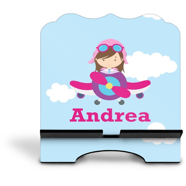 Airplane & Girl Pilot Stylized Tablet Stand - Front without iPad