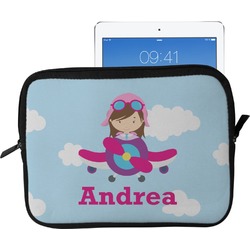 Airplane & Girl Pilot Tablet Case / Sleeve - Large (Personalized)