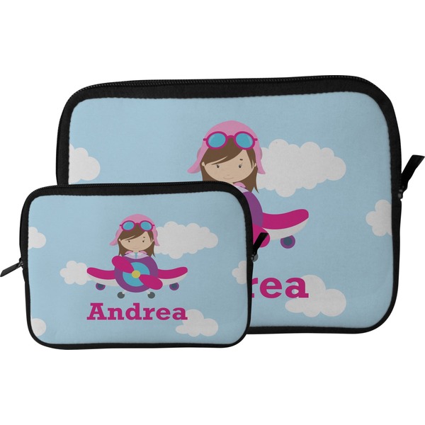 Airplane & Girl Pilot Tablet Sleeve (Size Comparison)