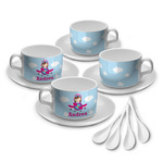 Airplane & Girl Pilot Tea Cup - Set of 4 (Personalized)