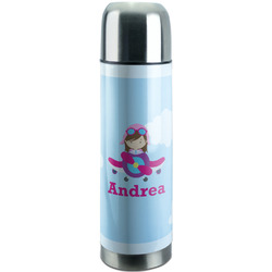 Airplane & Girl Pilot Stainless Steel Thermos (Personalized)