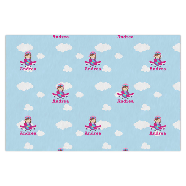 Custom Airplane & Girl Pilot Tissue Paper Sheets - X-Large - Heavyweight (Personalized)