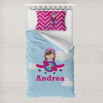 Airplane & Girl Pilot Toddler Bedding Set - With Pillowcase (Personalized)