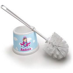 Airplane & Girl Pilot Toilet Brush (Personalized)