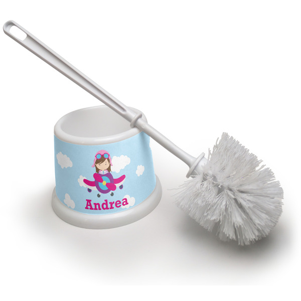 Custom Airplane & Girl Pilot Toilet Brush (Personalized)