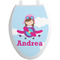 Airplane & Girl Pilot Toilet Seat Decal (Personalized)